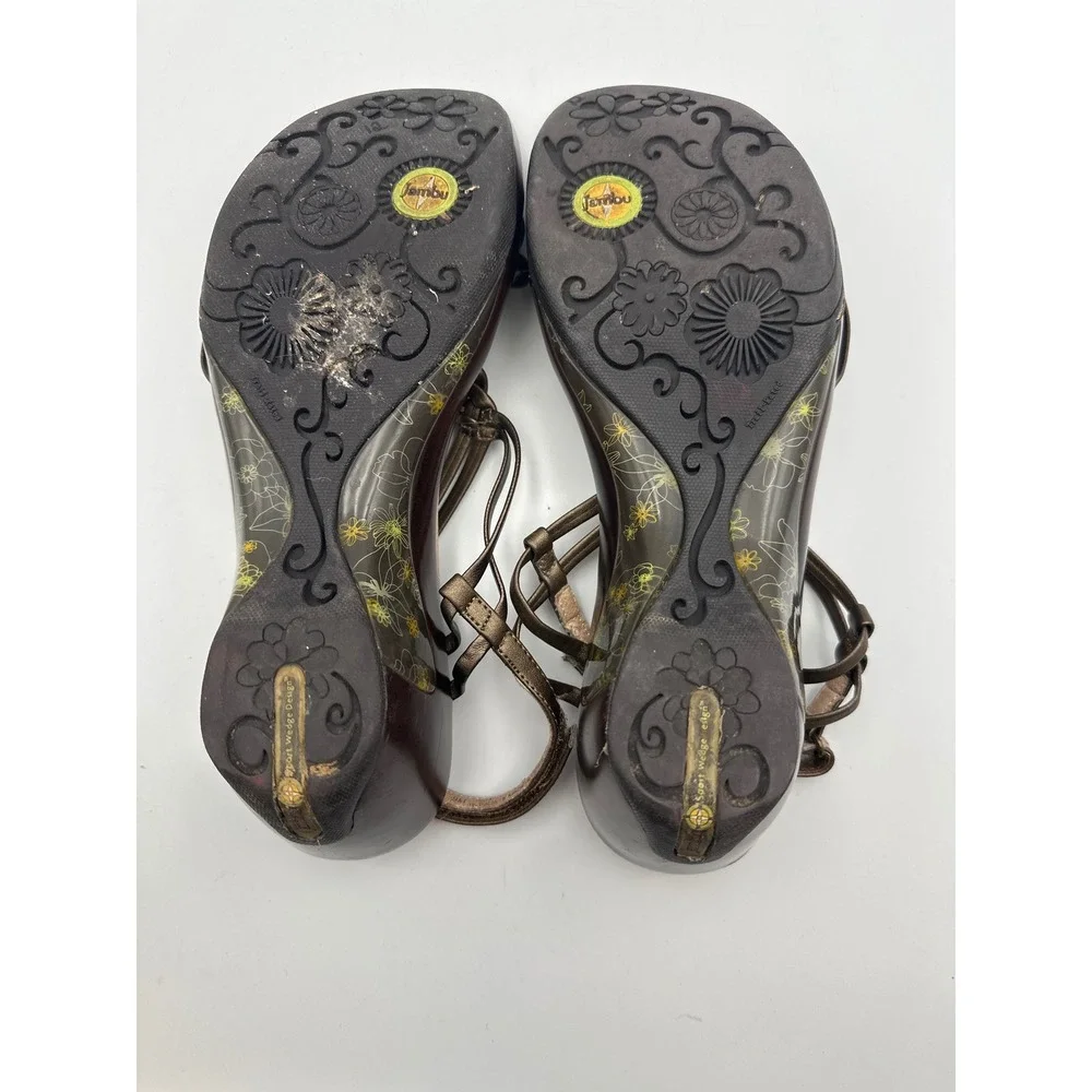 Jambu Linda Wedge Sandals Womens 9M Bronze Braided Strappy Sport Shoes